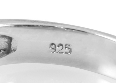 '925' sterling silver hallmark on the inside of a ring to identify that it is real silver