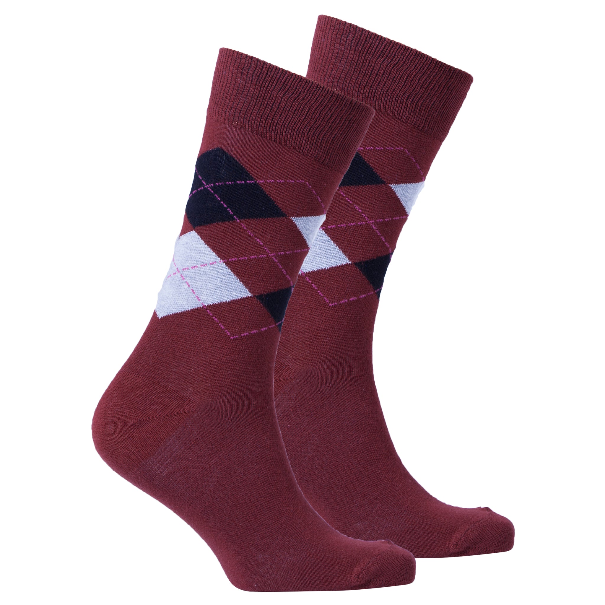 Men's Burgundy Argyle Socks - Socks n Socks