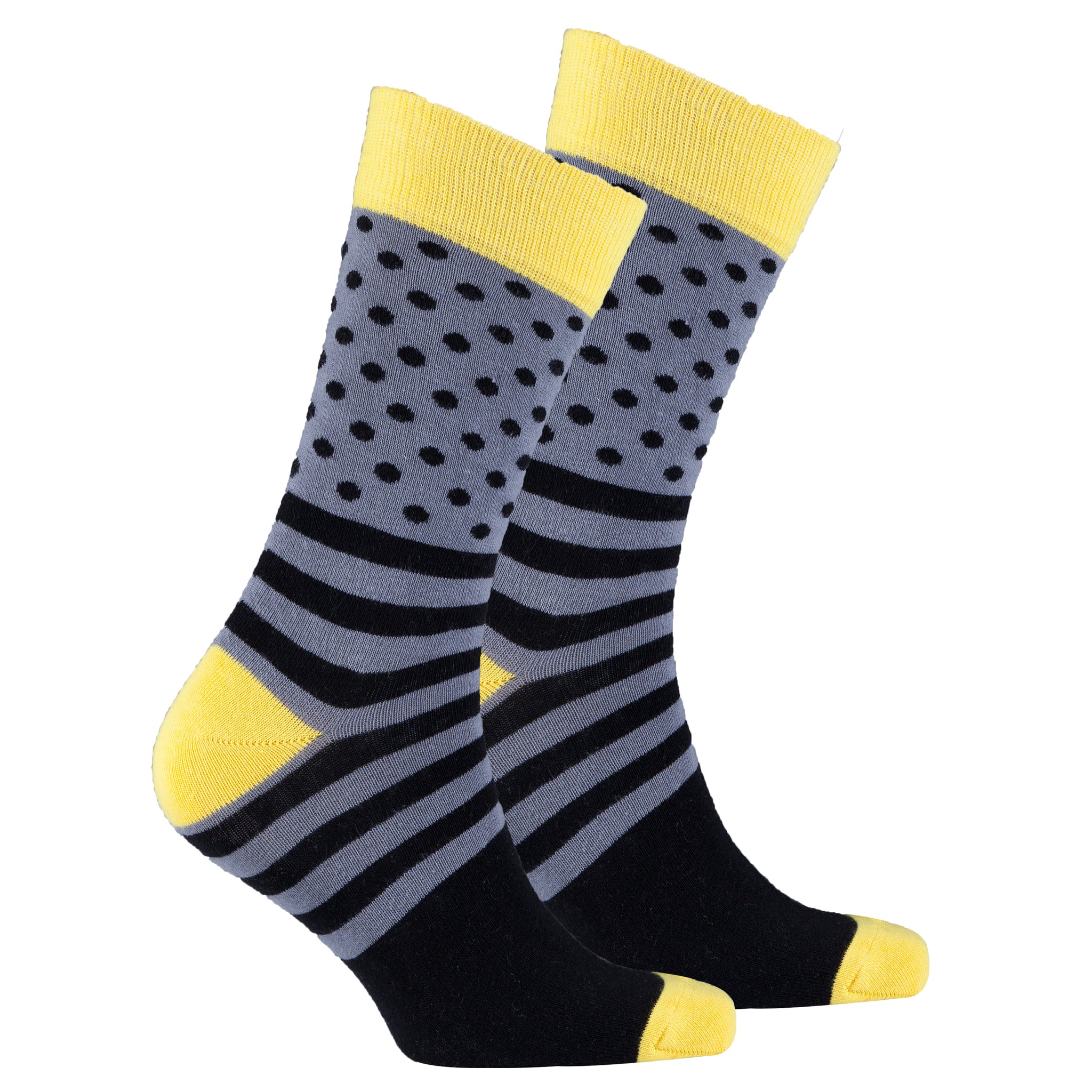 Men's Grey Dot Stripe Socks - Socks n Socks