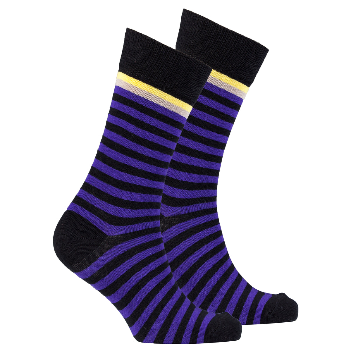 Men's Solid Purple Stripe Socks - Socks n Socks