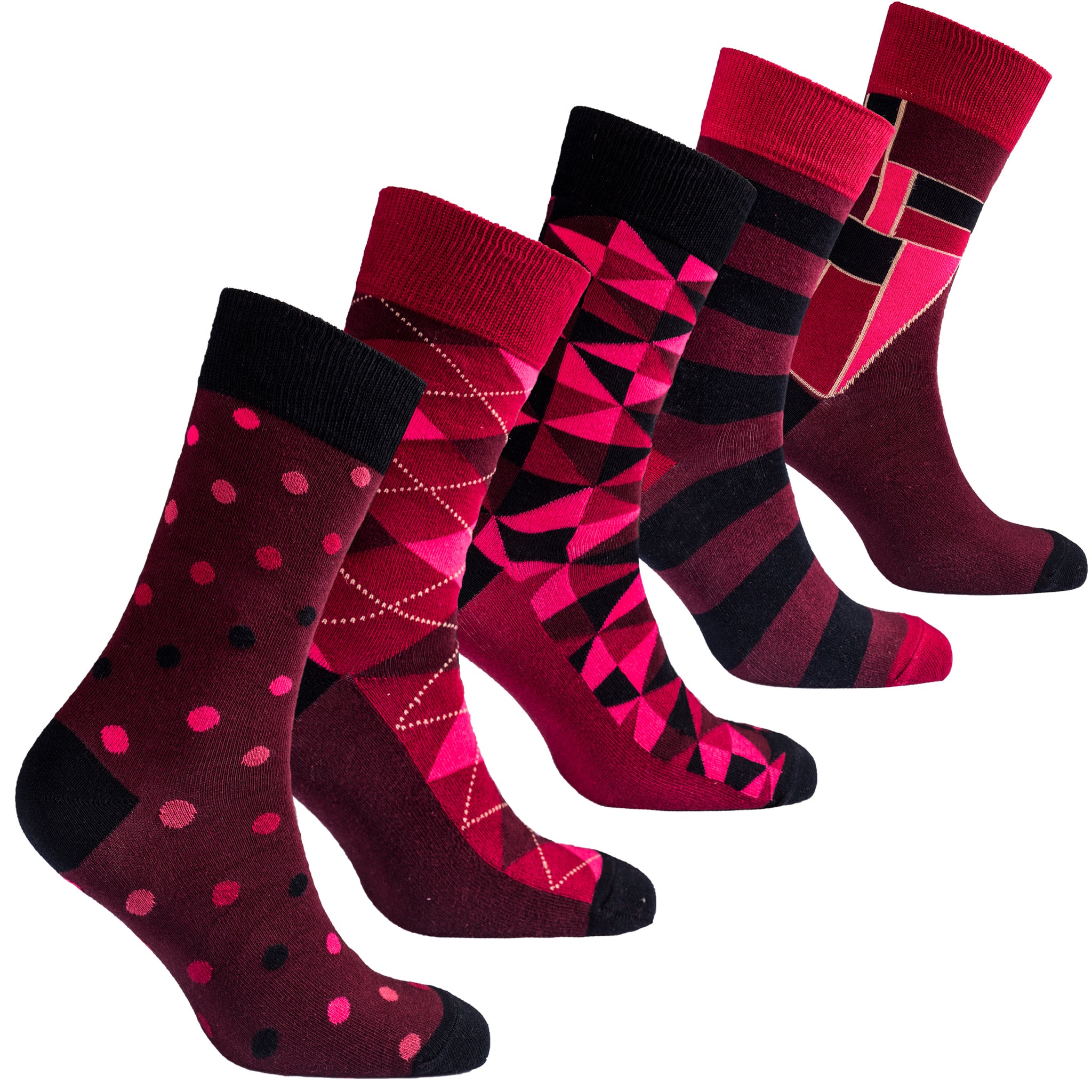 Men's Burgundy Mix Set Socks - Socks n Socks