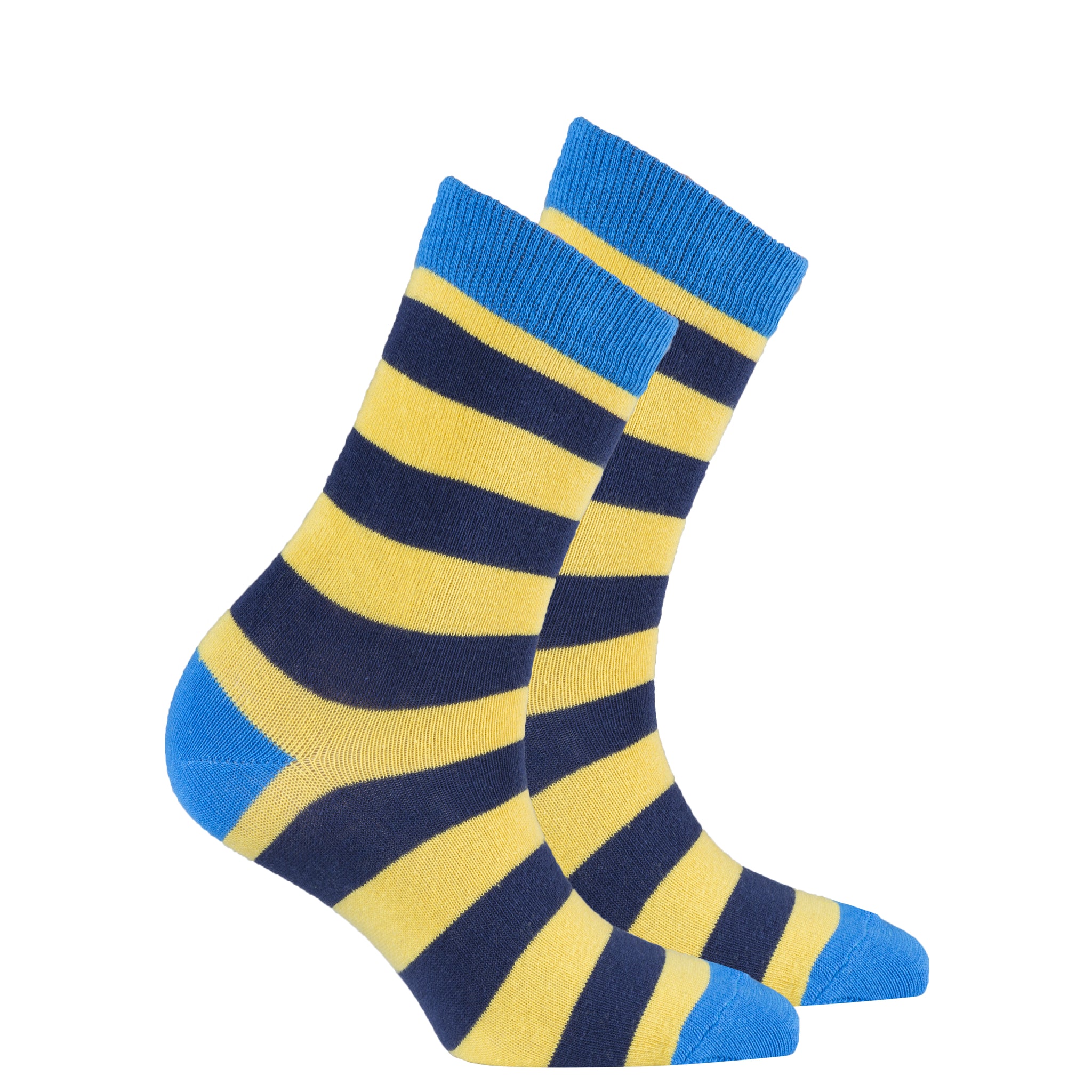 Women's Blue Canary Stripe Socks - Socks n Socks