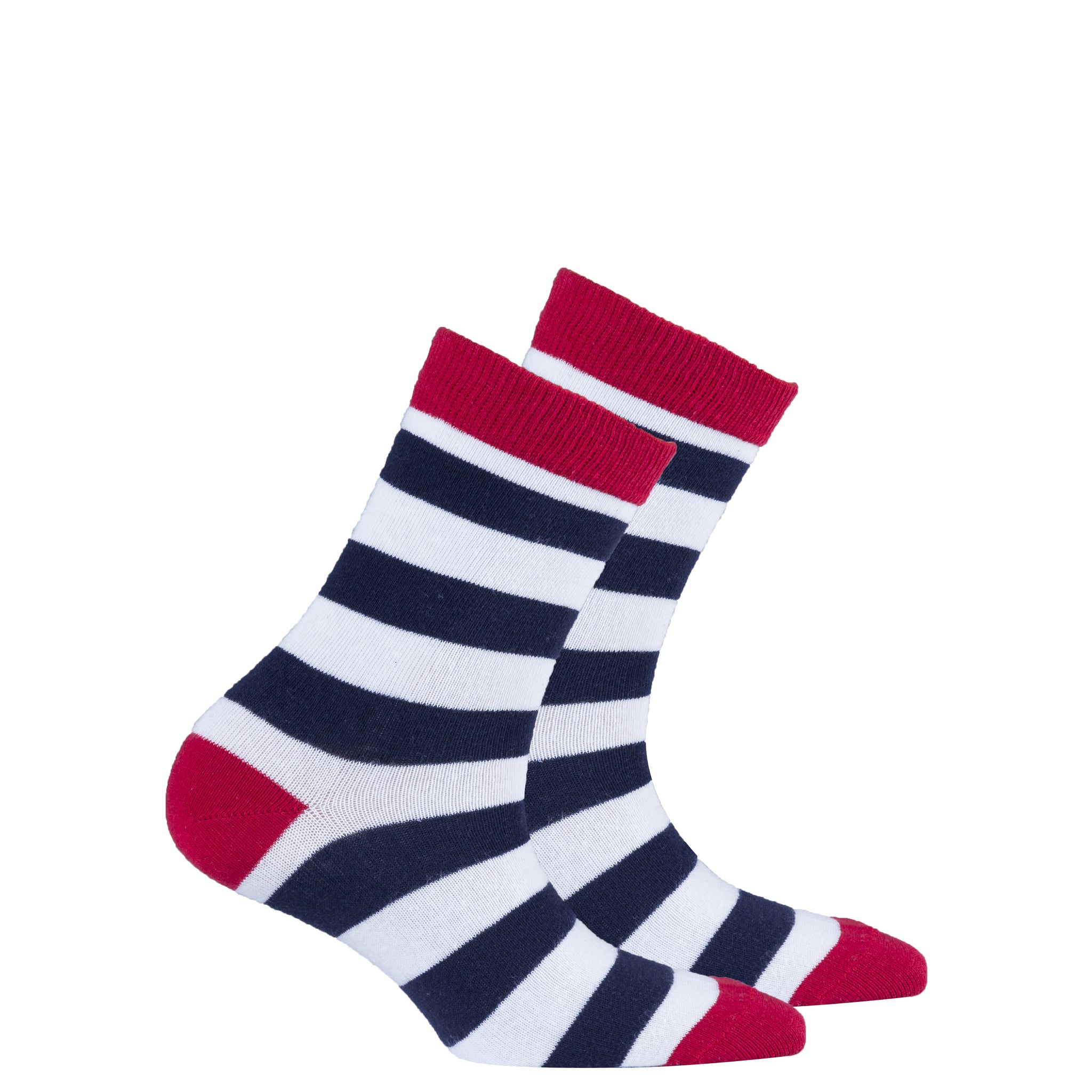 Kids Navy-White Stripes Socks - Socks n Socks