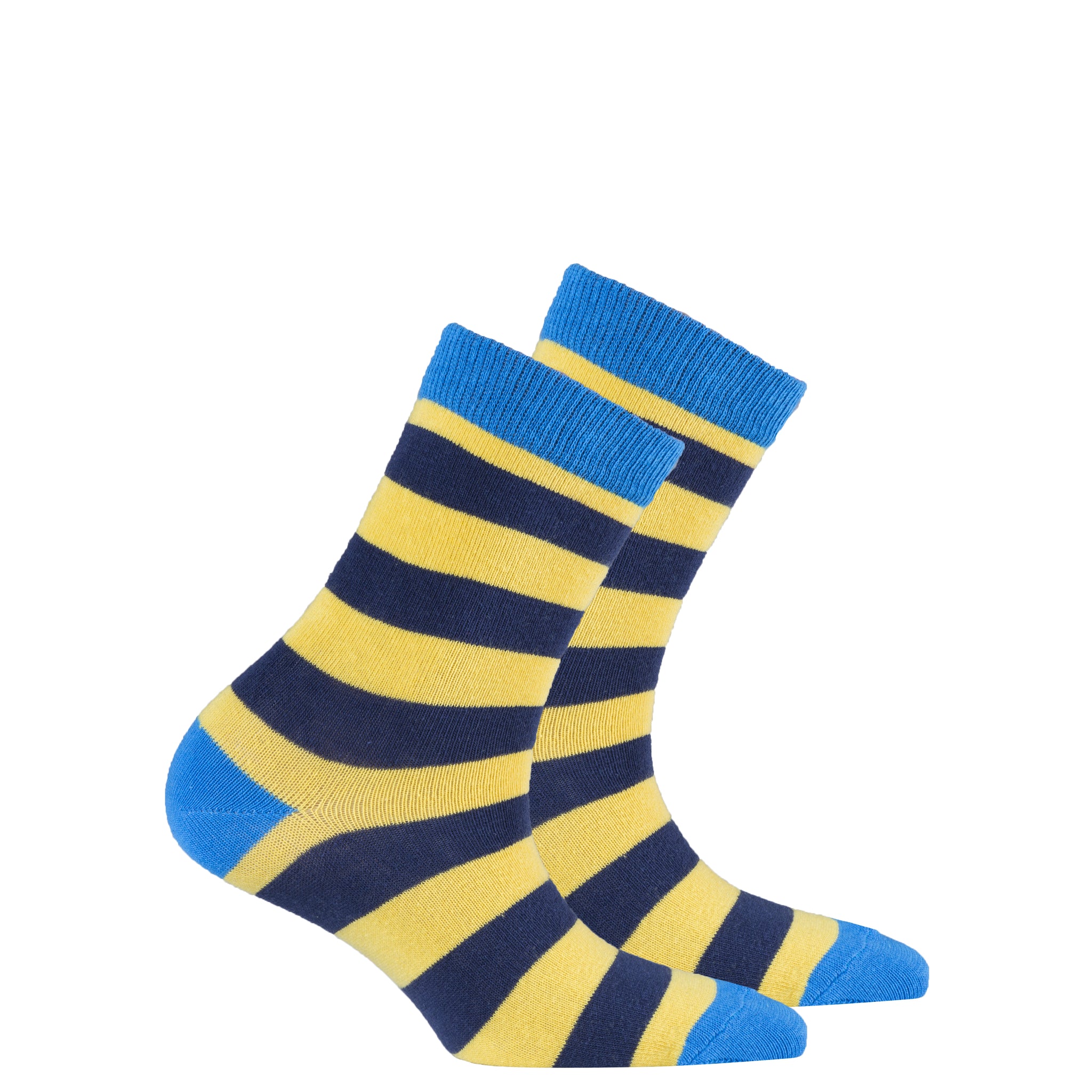 Kids Blue Canary Stripe Socks - Socks n Socks