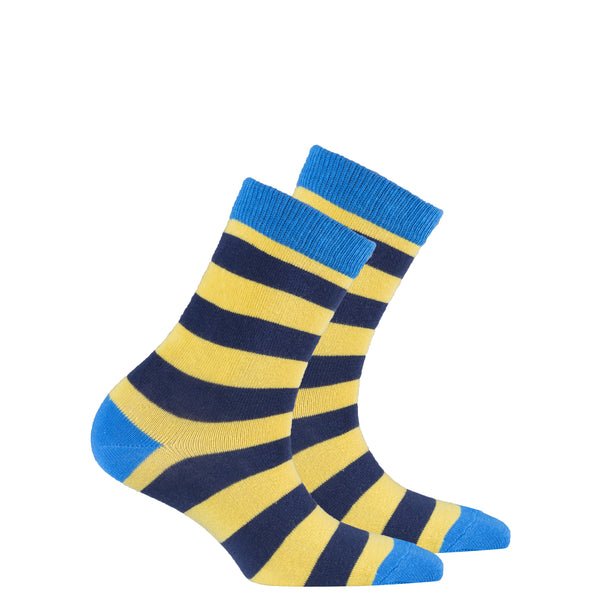 Kids Blue Canary Stripe Socks - Socks n Socks