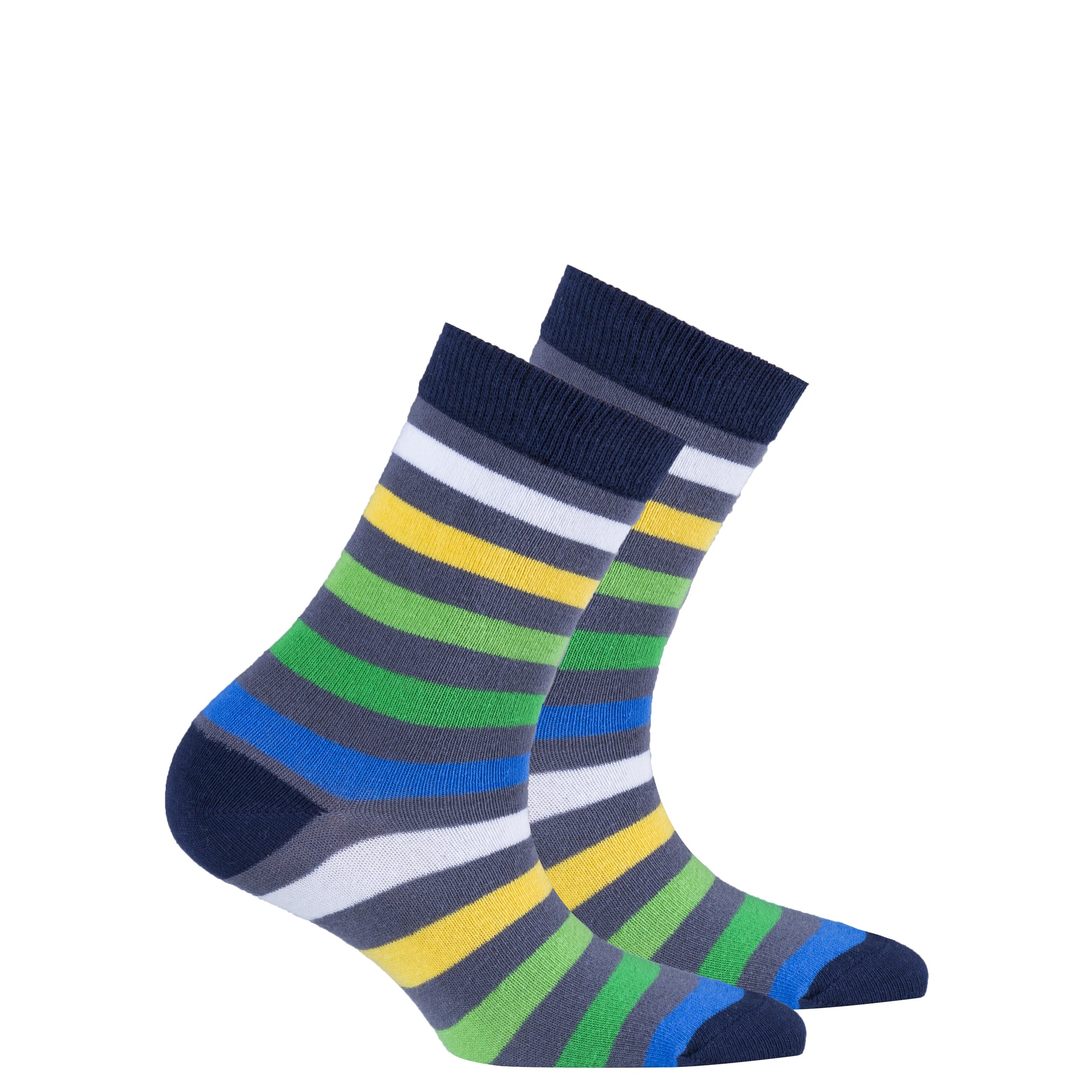 Kids Grey Emerald Stripe Socks - Socks n Socks