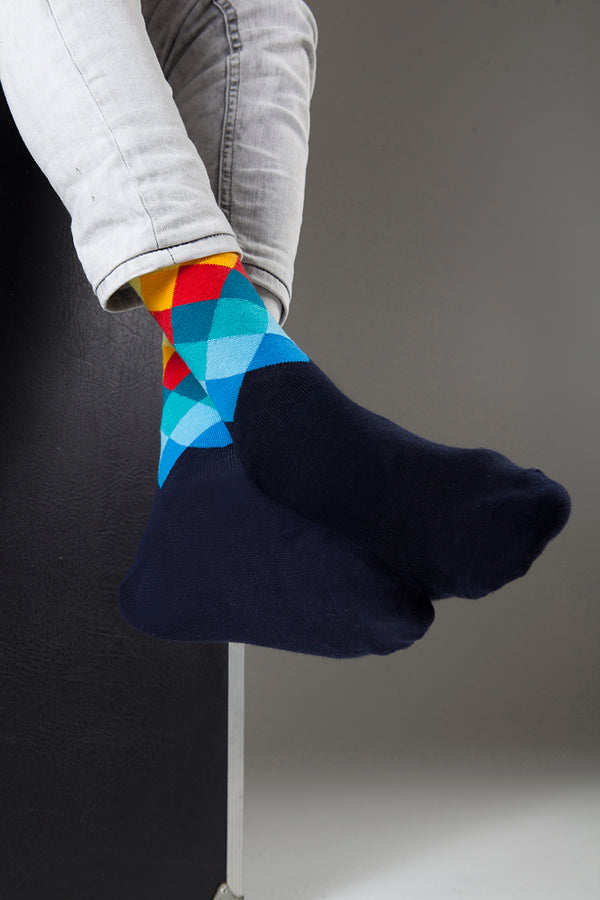 Men's Marine Diamond Socks - Socks n Socks