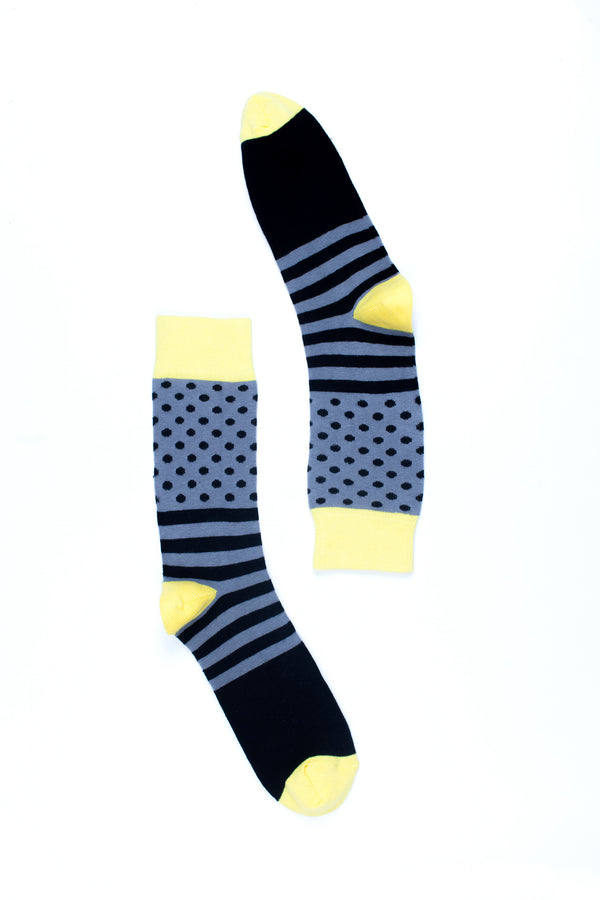 Men's Grey Dot Stripe Socks - Socks n Socks