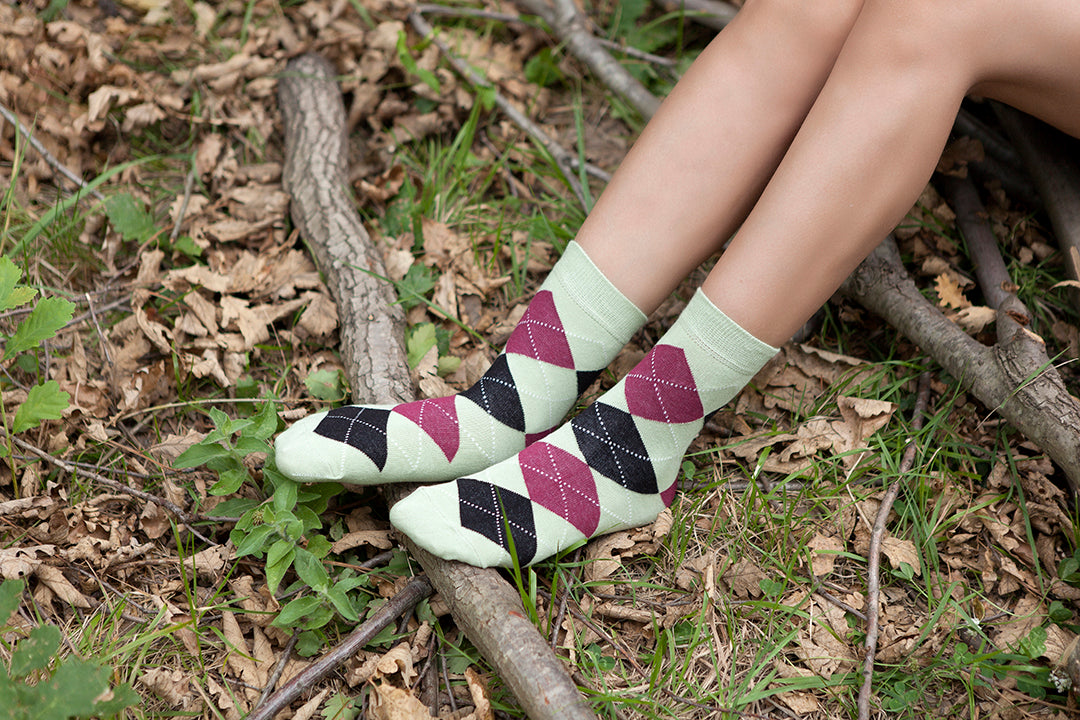 Women's Pistachio Argyle Socks - Socks n Socks