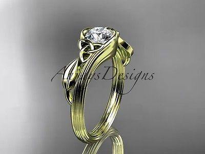 14kt yellow gold diamond celtic trinity knot  engagement ring Mo