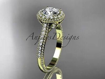 14kt yellow gold diamond floral wedding ring, engagement ring ADLR101