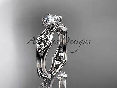 14kt white gold celtic trinity ring, triquetra ring, engagement ring, CT7356