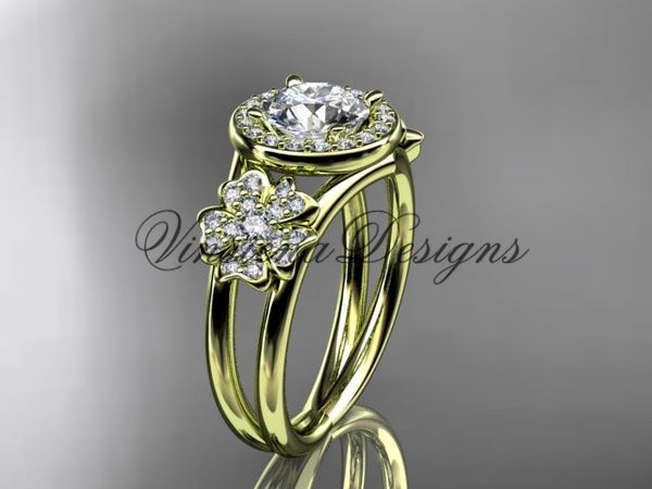 14kt yellow gold diamond Cherry Blossom flower, Sakura engagement ring  VD8131 - Vinsiena Designs