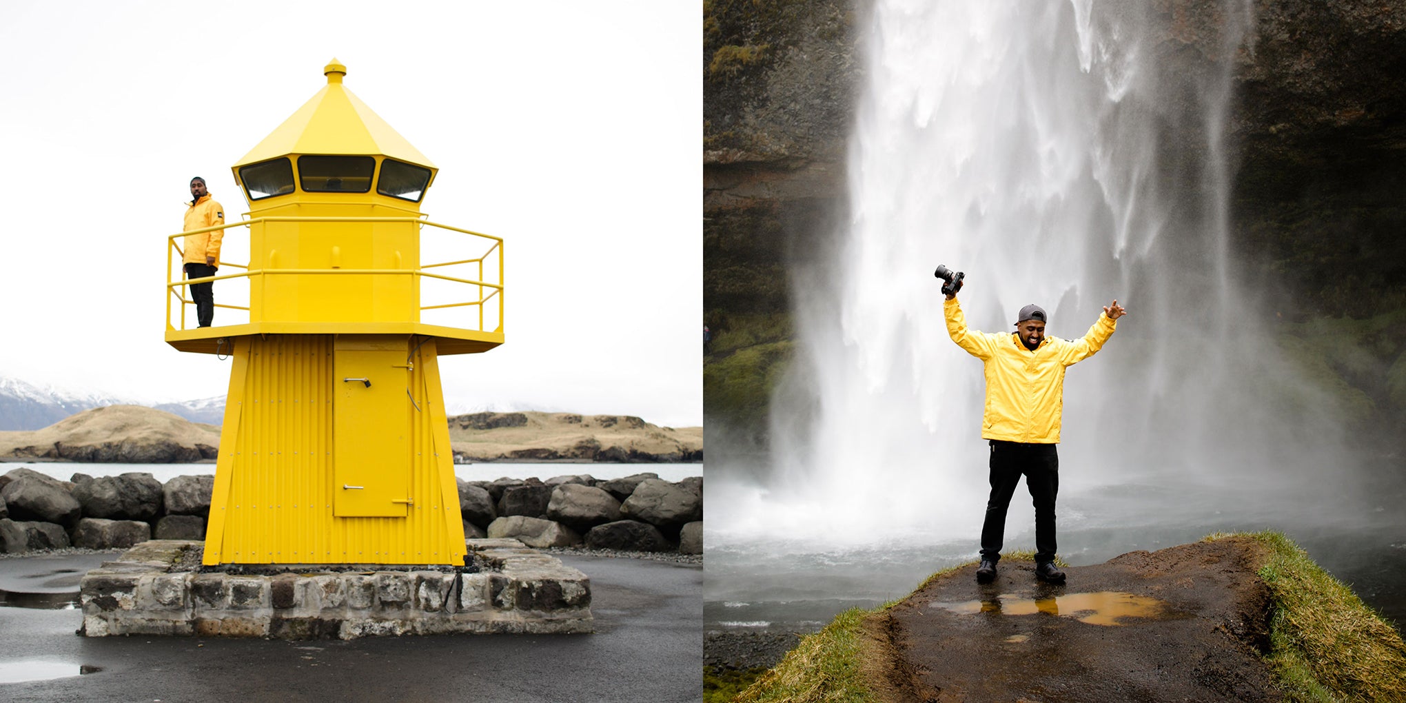 Baigneuse | Excellentes aventures | Phare et cascade en Islande