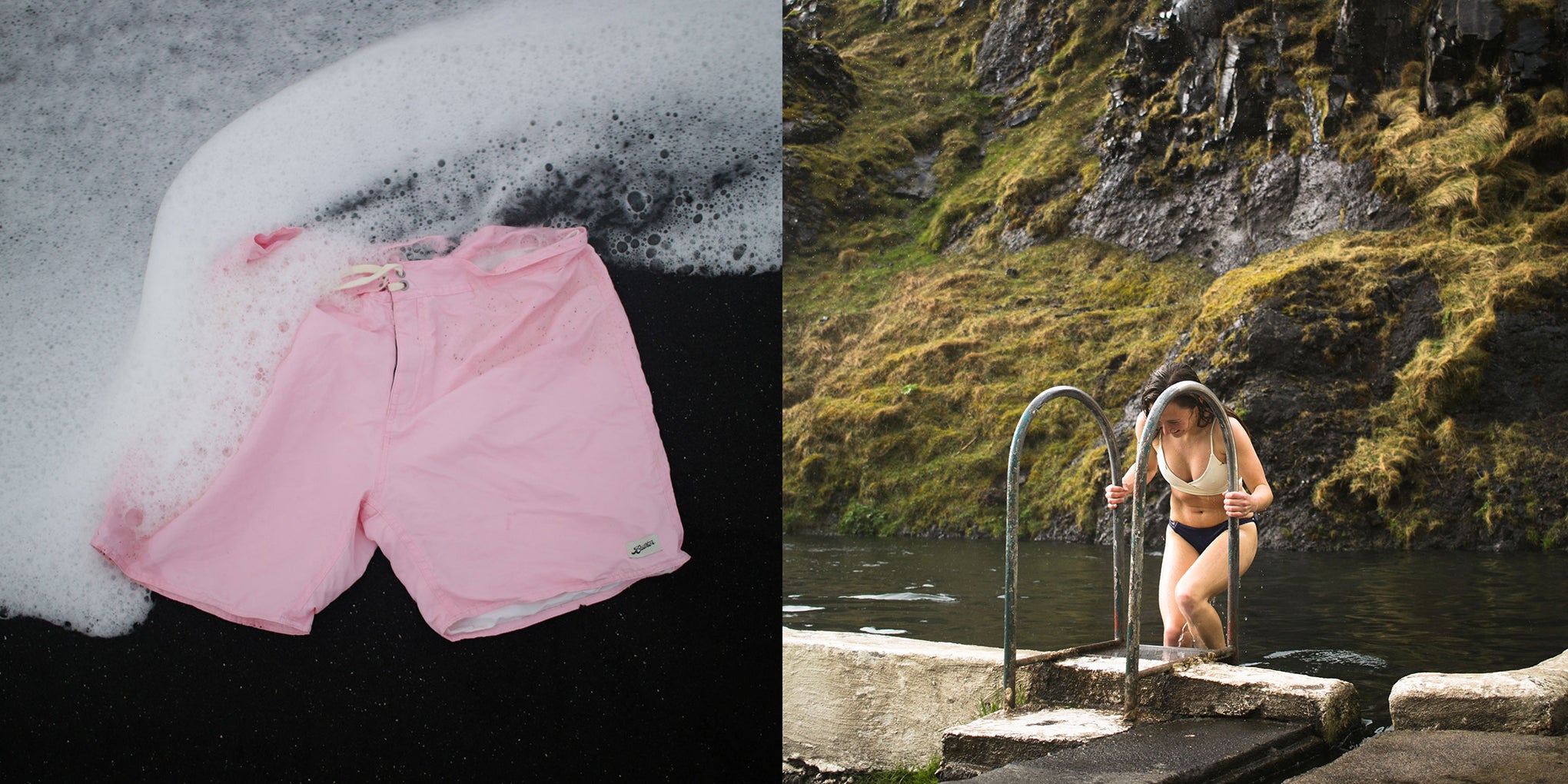 Nadando en Islandia de Tommy Moore | Bañador rosa liso Bather