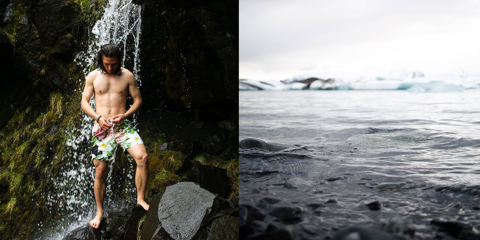 Bañador con ramo de bañista | Cascada en Islandia