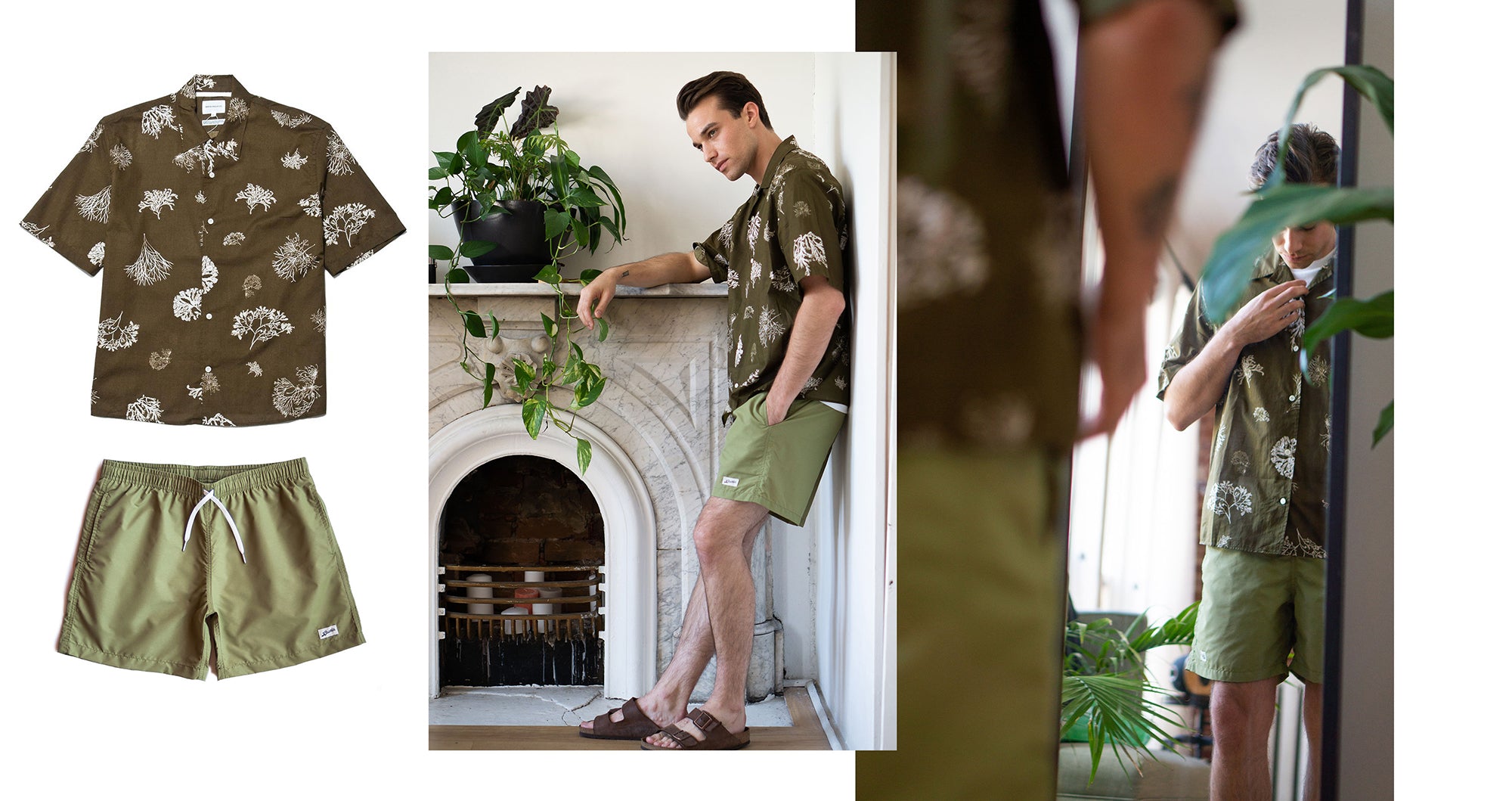 Bather Solid Olive Swim Trunk Outfit Inspiration