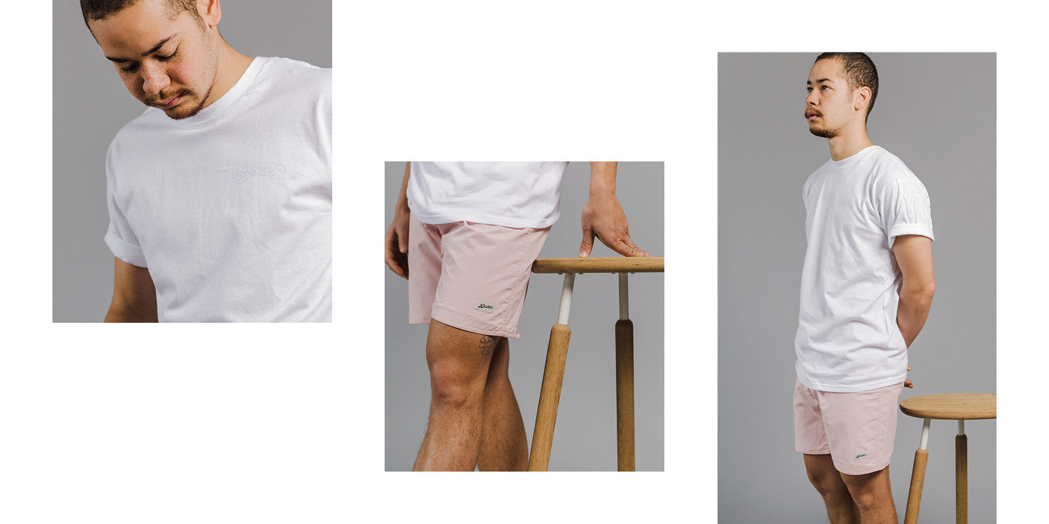 Baby pink surf trunk for men by Bather