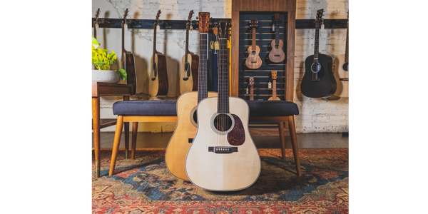 Martin Custom Shop Super D (back) compared to a standard Martin Dreadnought (front)