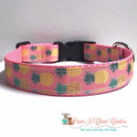 1" Preppy Pineapple on Pink Dog Collar, Leash Available