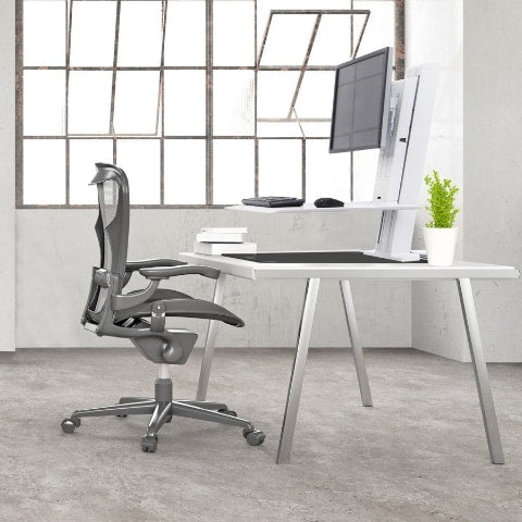 Ergotron WorkFit SR Dual Monitor Sit Stand Workstation 3D View White