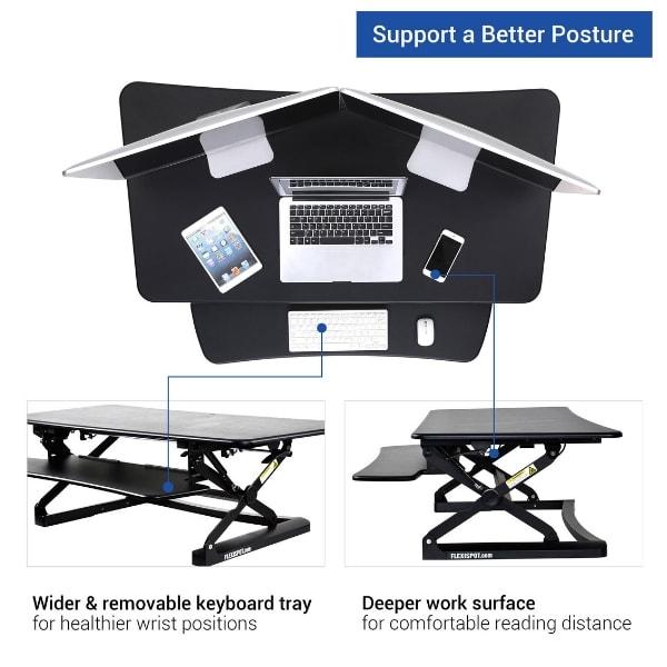 Flexispot M3 47 inch Standing Desk Converter Work Surfaces