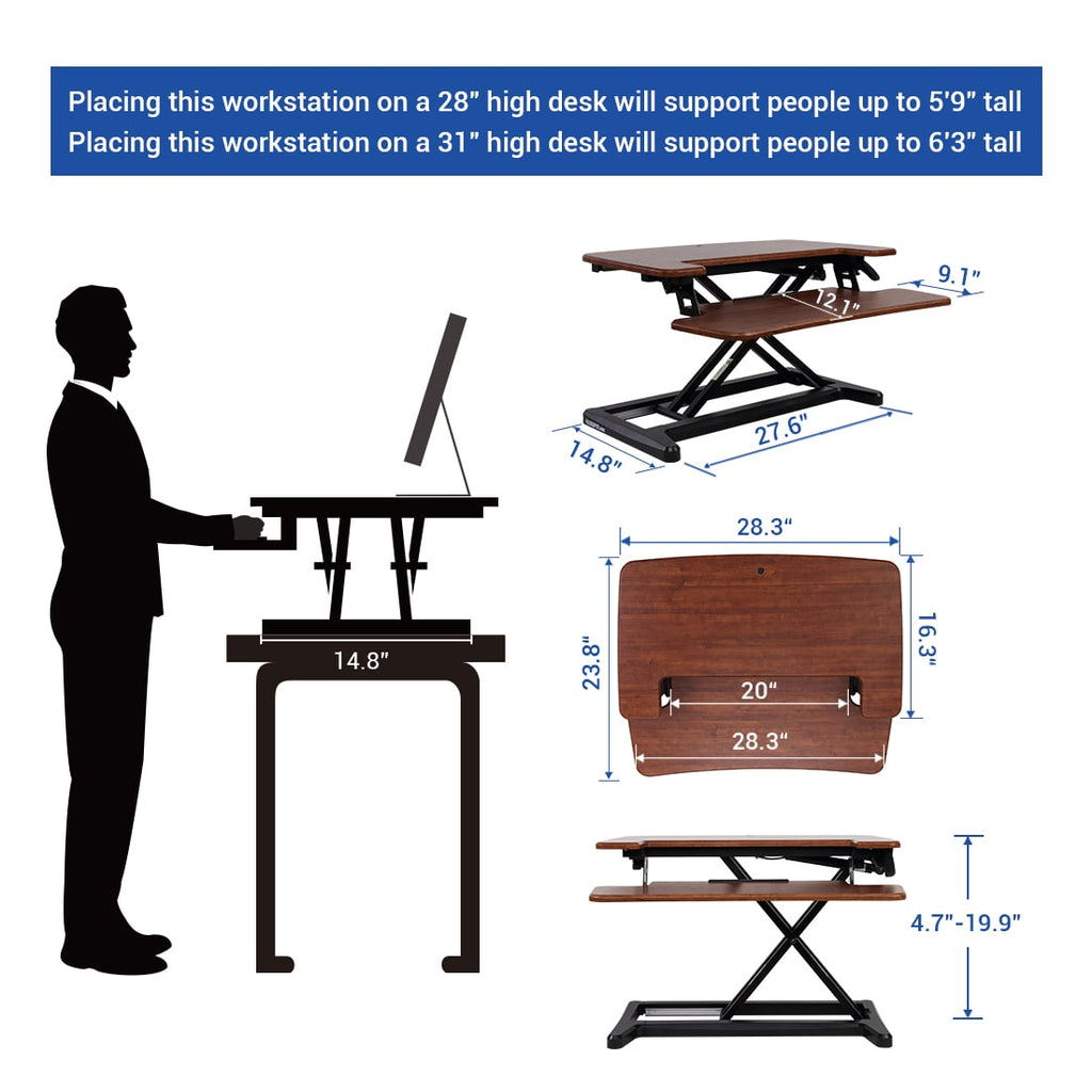 Flexispot M7 28 inch Standing Desk Converter Dimensions