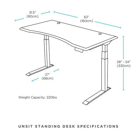 Inmovement Unsit Height Adjustable Standing Desk 63 x 30