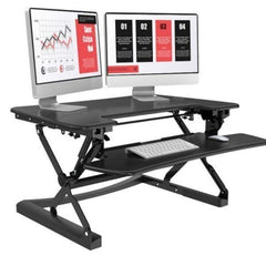 Loctek LXR36 Standing Desk Converter black with 2 monitors