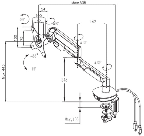 Loctek Q7 Dimensions