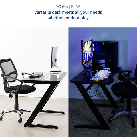 VIVO Z-Shaped 47 Gaming Desk WorkStation And Gaming Station