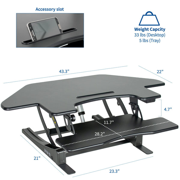 Vivo Desk V000VCE 43 Electric Standing Desk Riser  Dimension