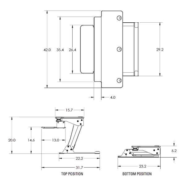 iMovR Ziplift+ HD 42 Inch Dimensions