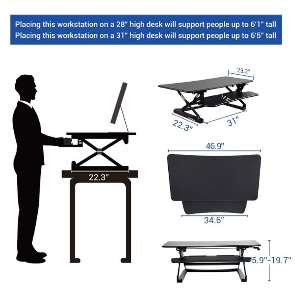 Flexispot M3B 47 Inch Standing Desk Converter - Standing Desk Nation