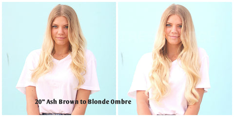Tressmatch Clip in Remy Hair Extensions Ash Brown to Blonde Ombre