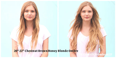 Tressmatch Remy Human Hair Extensions Clip in Chestnut Brown to Honey Blonde Ombre