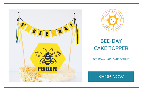 1st Bee-Day Bee Theme birthday cake topper | personalized cake topper by Avalon Sunshine