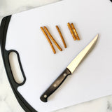 Pretzels, knife and cutting board