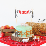 Farm themed birthday cake and decor