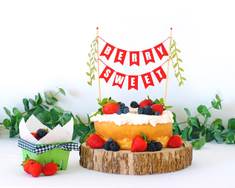 Strawberry Theme Cake with Berry Sweet Cake Topper | Avalon Sunshine