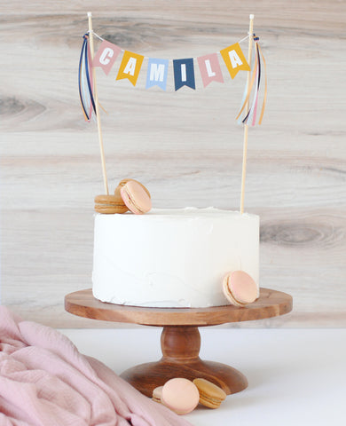 Boho Rainbow Party Birthday Cake Topper | personalized cake topper by Avalon Sunshine