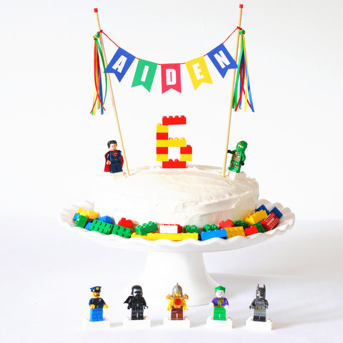 Lego Birthday Cake with cake topper | personalized cake toppers by Avalon Sunshine