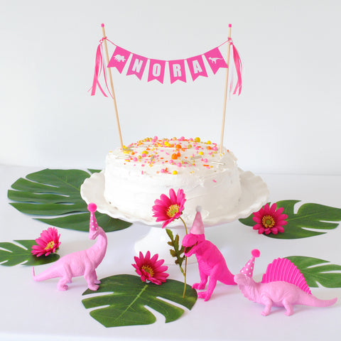 girly dinosaur cake topper personalized with name | cake topper by Avalon Sunshine