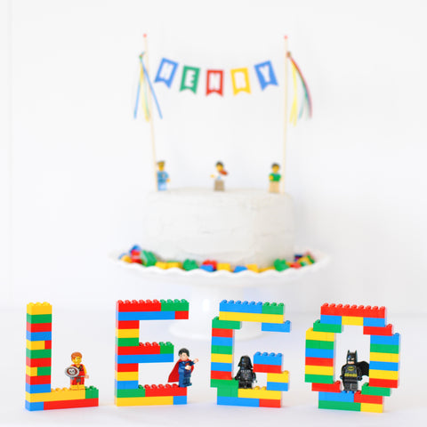 Lego Cake Idea with words build from Lego Bricks | personalized cake toppers by Avalon Sunshine