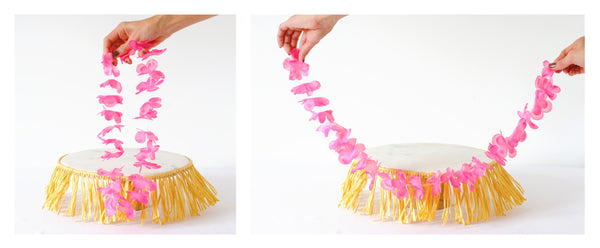 Grass skirt and flower lei for luau cake idea | Avalon Sunshine