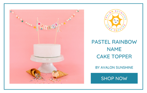 pastel rainbow personalized name cake topper | Personalized Cake Toppers by Avalon Sunshine