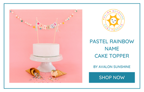 Pastel Rainbow Name Cake Topper for Squishmallow Party | by Avalon Sunshine