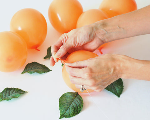 peach balloons with leaves for peach garland | Sweet as a peach party decorations