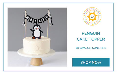 Penguin Cake Topper with name | Personalized Cake Toppers by Avalon Sunshine