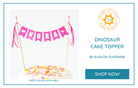 Pink Dinosaur personalized cake topper | Avalon Sunshine